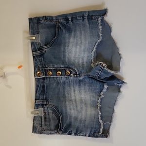 EIGHTY TWO DENIM distressed jean shorts